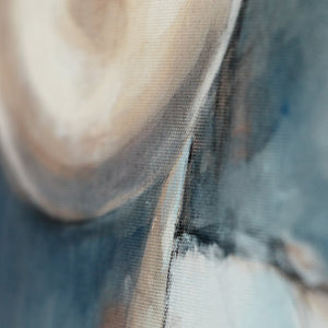 Strukturdetail des Huts im modernen Acrylgemälde Frau