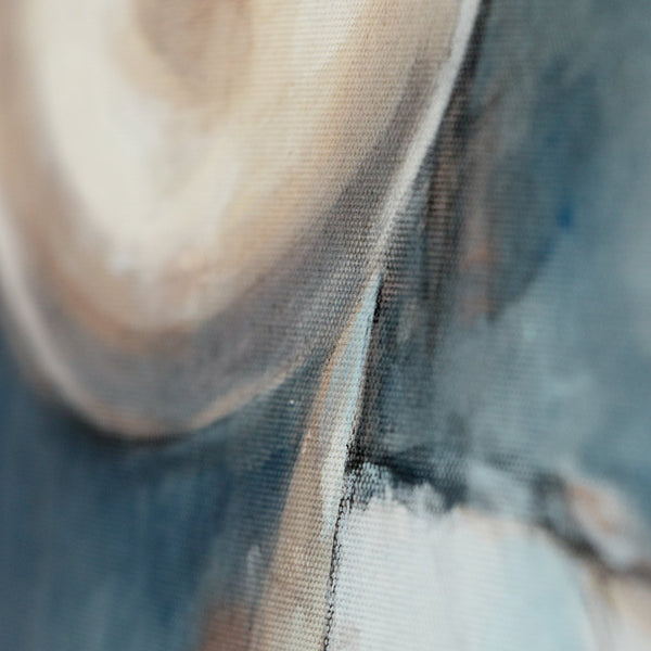 Strukturdetail des Huts im modernen Acrylgemälde Frau