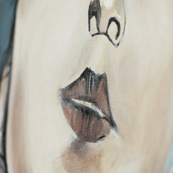 Gesichtsausdruck in abstrakter Frauenkunst auf Leinwand