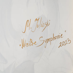 Künstlersignatur auf weißem Texturbild in Acryl gemalt