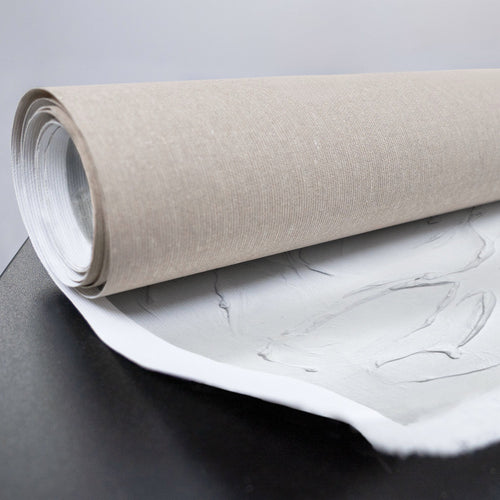 Gerolltes Leinwandbild mit weißer Struktur, Acryl auf Canvas