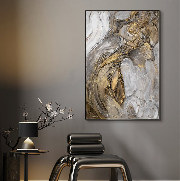 Wandbild in elegantem Interieur mit Goldstruktur