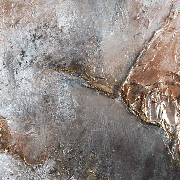 Abstrakte Pinselstriche in Beige und Weiß mit strukturierter Oberfläche