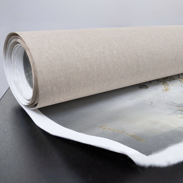 Struktur Gemälde auf Leinwand mit goldweißen Akzenten