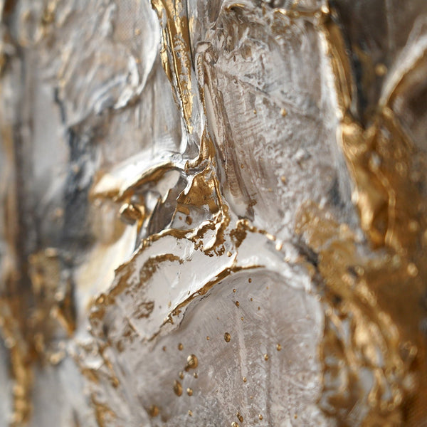 Detailansicht Goldstruktur auf handgemalter Leinwand