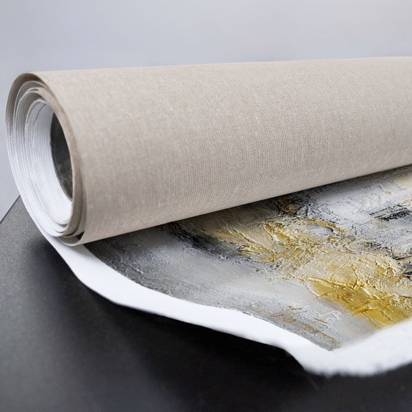  Gemälde abstrakt Gold Grau auf Leinwand gerollt