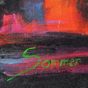 Signaturbereich mit gelbem Rahmen und expressiver Kante