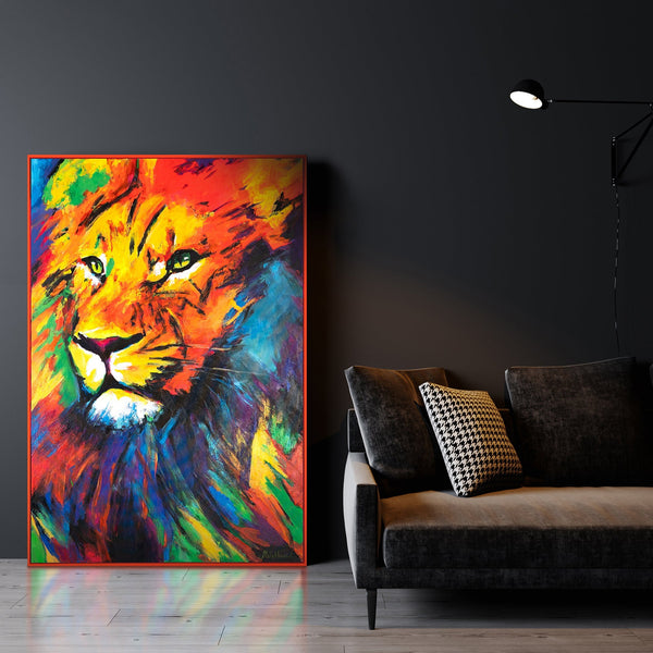 Leinwandbild „Löwenstärke“ im modernen Interieur