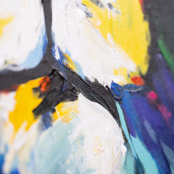 Struktur der Acrylfarbe auf dem Löwenbild "Löwengrazie"