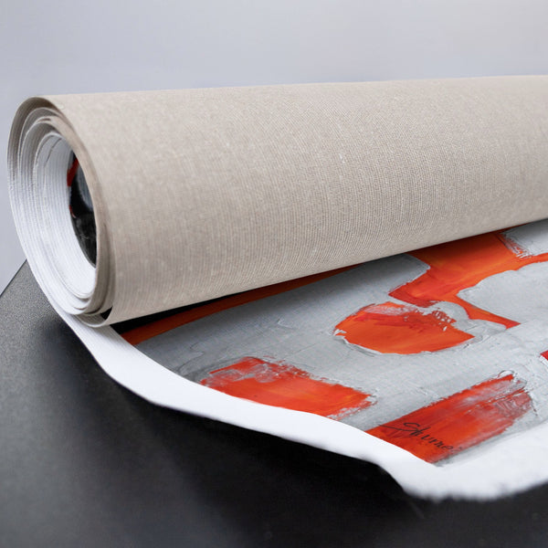 Pop Art Gemälde auf Leinwand mit roten Akzenten und Struktur