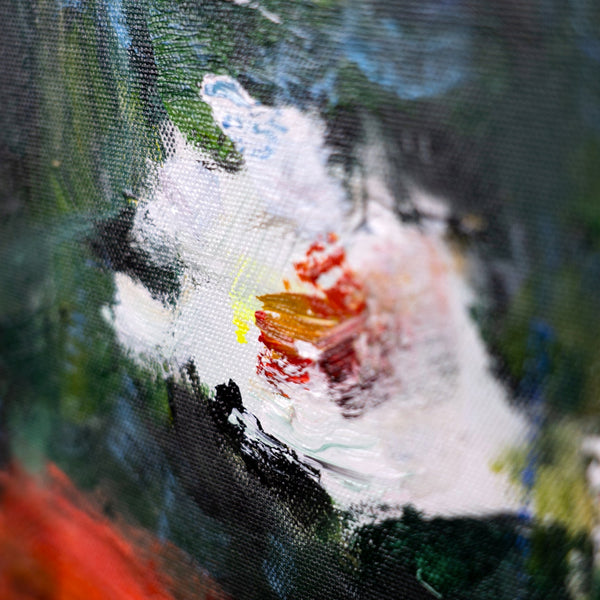 Nahaufnahme der gemalten weißen Gänseblümchen mit strukturierter Oberfläche