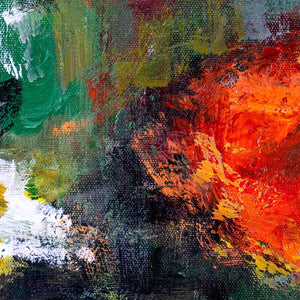 Detailansicht eines expressiven roten Mohns im Pinselduktus