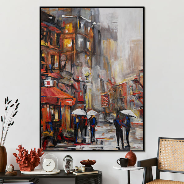 Großes Stadtbild in modernem Wohnzimmer