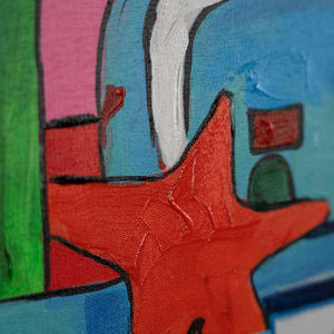 Detailansicht in Rosa und Gelb