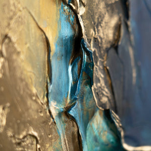 Blau-goldene Textur im Detail