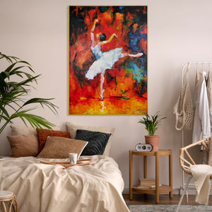 Abstrakte Acrylmalerei auf Leinwand mit Rahmen – Elegante Ballerina