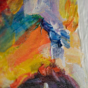 abstrakte moderne malerei Strukturierte Farbflächen in Blau, Rot und Gelb