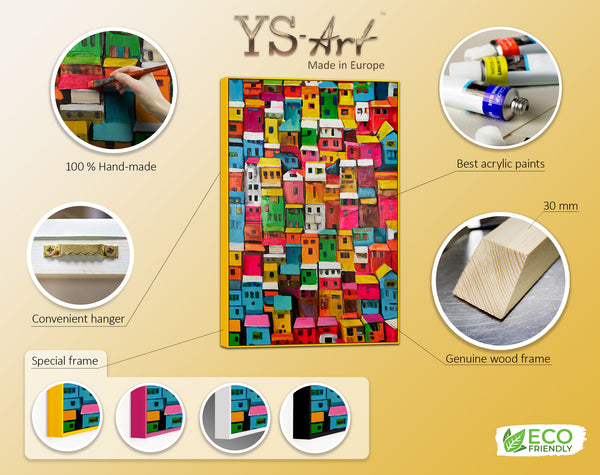 Wohnzimmer Bilder Leinwand mit Rahmen Abstrakte Kleinstadt