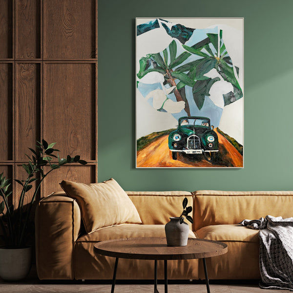 Moderne Abstrakte Leinwandkunst mit Rahmen "Unterwegs zum Abenteuer"