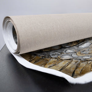 Leinwand mit gold-grauem Fisch-Relief