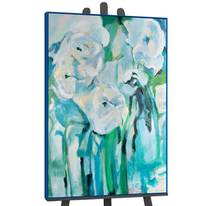 Handgemaltes Blumen-Gemälde Acrylbild auf Leinwand mit Rahmen Florale Abstraktion