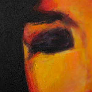 Öliger Farbauftrag mit schwarz-rotem Kontrast