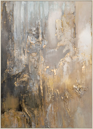 Handgemalte Bilder auf Leinwand "Goldene Horizonte" mit Rahmen für Wanddeko Wohnzimmer