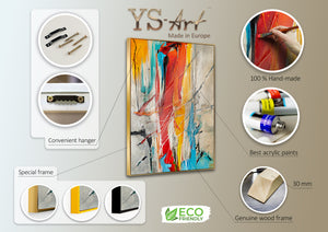 Handgemalte Bilder "Farbige Harmonien" mit Rahmen Wanddeko Wohnzimmer