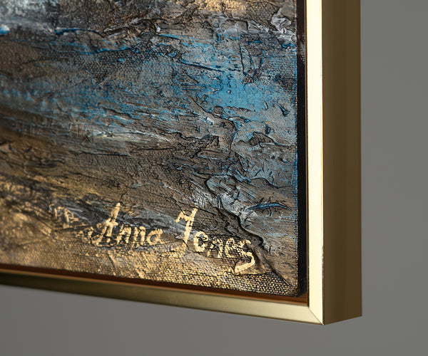 Größe bilder Handgemaltes WohnzimmerAbstraktes Meer-Landschaftsbild Goldene Bucht