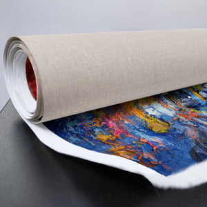 handgemaltes Leinwandbild Meer mit gelben und blauen Farbtönen