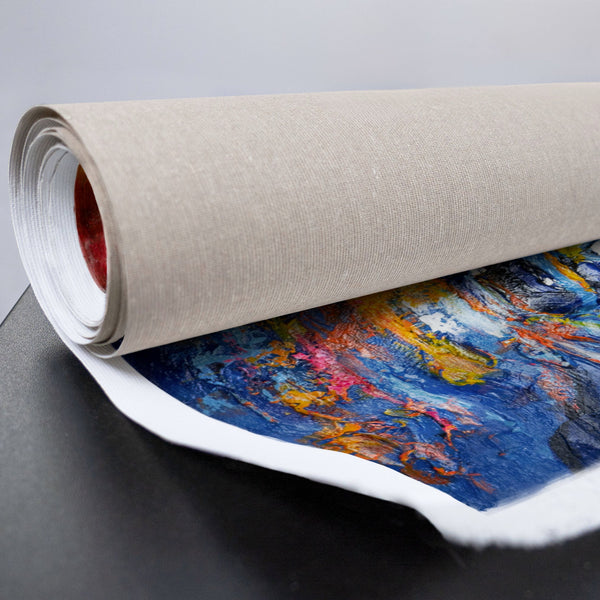 handgemaltes Leinwandbild Meer mit gelben und blauen Farbtönen