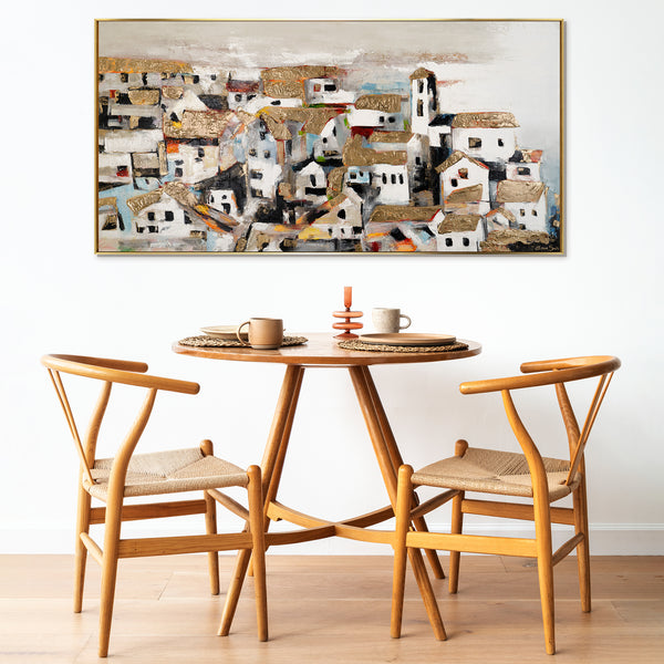 Acryl Bilder mit Rahmen "Häuschen im Sonnenlicht", Wanddeko Wohnzimmer