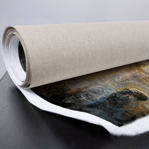 Leinwandbild mit goldener und blauer Struktur