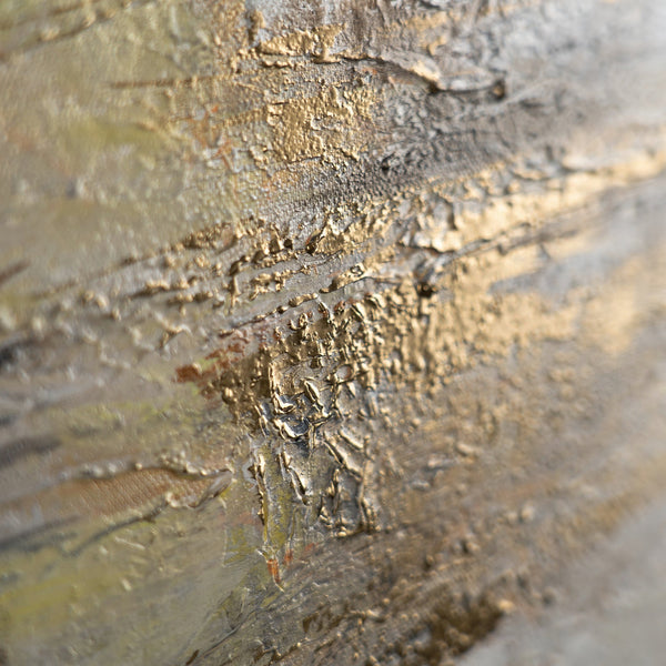 Details goldene und beige Acrylfarbe auf Leinwand