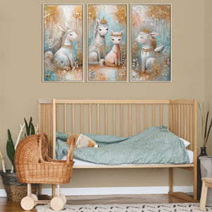 Wanddekoration für Kinderzimmer Gesamtes Triptychon an Kinderzimmerwand