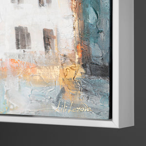 Seitenansicht Leinwandbild – gemalte Häuser mit Struktur