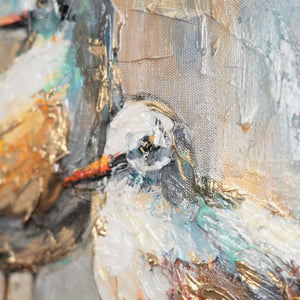 Möwe im Detail – Strukturreiche Acrylmalerei auf Leinwand