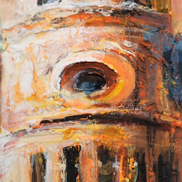 Detail Kuppelgebäude – strukturreiches Stadtbild gemalt