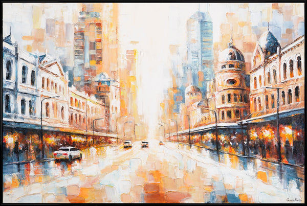 Abstraktes Leinwandbild „Raum und Rhythmus“ – urbanes Wandbild, strukturierte Malerei