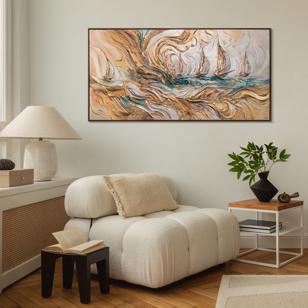 Segelbild im Wohnzimmer – stilvolle Wanddeko mit Struktur