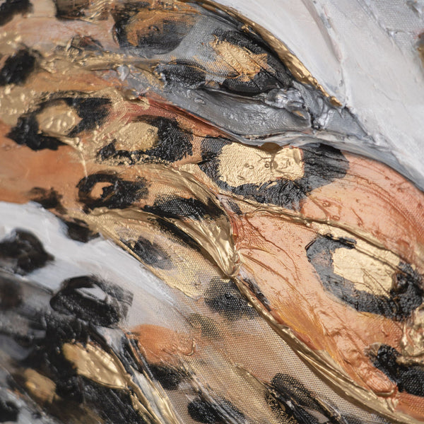 Texturierte Leopardenmuster in Beige und Gold – Tiermotive in Kunst