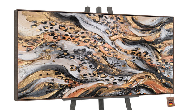 Grauer Rahmen mit abstraktem Tiermuster – moderne Wanddeko mit Textur