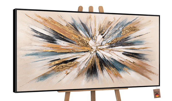 Acrylbild auf Staffelei – schwarze Umrahmung, abstrakte Strukturkunst