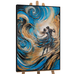 Abstrakte Wandkunst mit Tanzpaar – Acrylbild Wohnzimmer