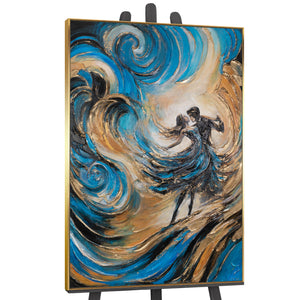 Acrylbild mit tanzendem Paar – moderne Kunst Wohnzimmer
