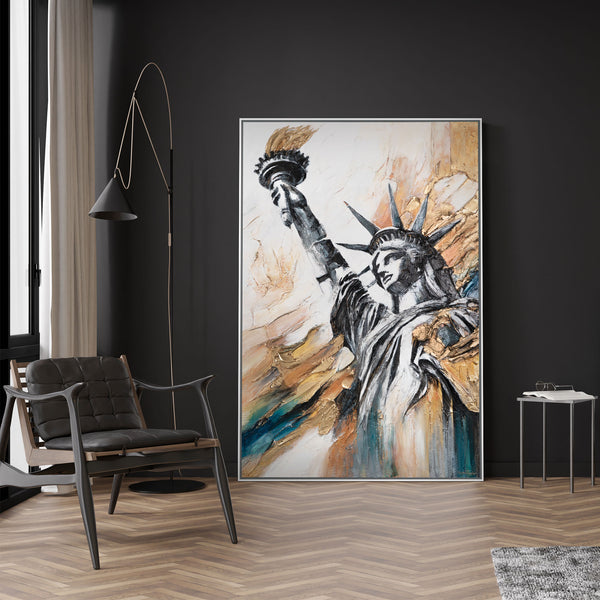 Bild Freiheitsstatue im Interieur – wandbilder wohnzimmer modern
