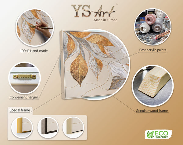 Produktinfo leinwandbild – acrylbild goldene blätter auf keilrahmen