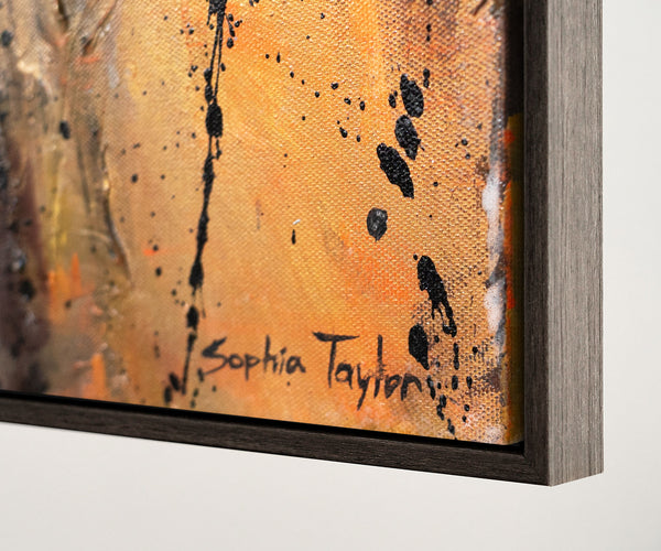 Seitenansicht des Leinwandbildes mit Holzrahmen