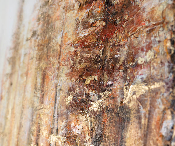 Gesamtansicht des Gemäldes „Goldener Wald“ mit Goldrahmen