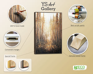 Acrylbild „Goldener Wald“ – modernes Interior Design auf Leinwand